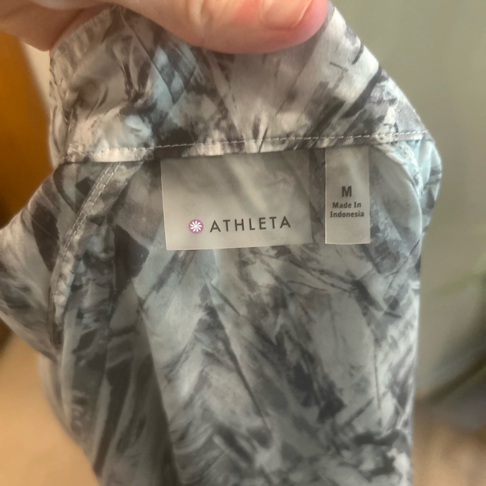 Athleta Inspire hooded vest lightweight Zip sleeveless Utility Jacket Gray Print - Picture 10 of 14